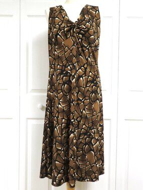 Chico's 1 Sleeveless Fit & Flare Dress Size M Animal Print